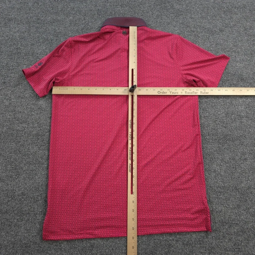 Greyson Polo Shirt Mens Small Red Geometric Print Golf Performance Stretch Prep